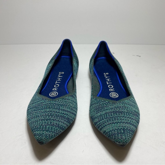 Rothy's Aqua Heather The Point Flats Blue-Green Recycled Textile Size 7 - Picture 4 of 15